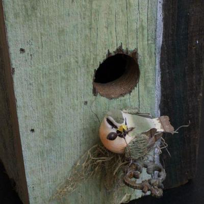 LOT #54: Vintage Wood Deco Bird Home