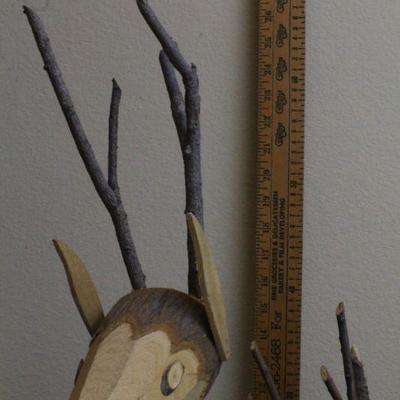 LOT #69: Set of (3) Graduated Folk Art Wood Stump and Twig Reindeer Figures