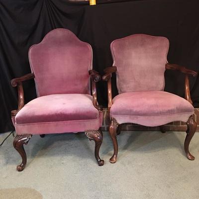 Lot 11 - Pair of Antique Velvet Chairs