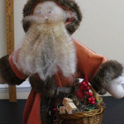 LOT #74: Vintage 1988 Tall Handmade Santa Claus Folk Art Christmas Deco Figure SIGNED 
