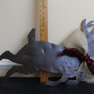 LOT #75: Vintage Original Patina Copper Reindeer Figure w/ Bow MADE IN HAITI