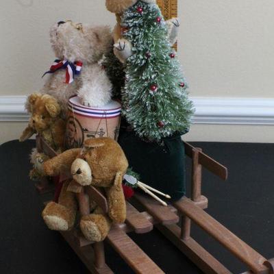 LOT #82: Bear Sled Christmas Home Deco w/ Teddy Roosevelt Patriotic Theme