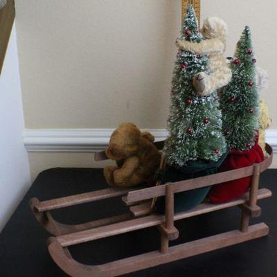 LOT #82: Bear Sled Christmas Home Deco w/ Teddy Roosevelt Patriotic Theme