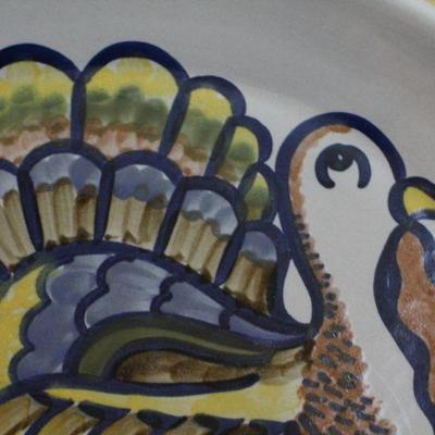 LOT #92: Vintage Handpainted Turkey Serving Dish by LOUISVILLE STONEWARE Made in Kentucky