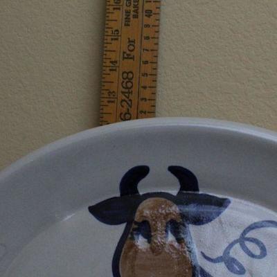 LOT #93: Large Vintage Handpainted LOUISVILLE STONEWARE Made in Kentucky Serving Plate w/ Cow Theme