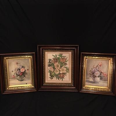 Lot 12 - Three Floral Framed Artwork