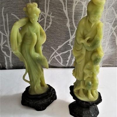 Lot #72  Pair of vintage faux jade figures