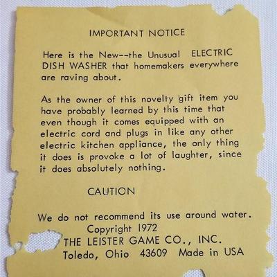 Lot #83  1972 GAG gift - electric dishwasher