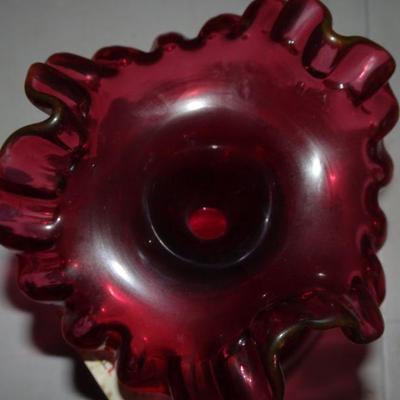 Vintage Fenton Art Glass Country Cranberry Ruffled Vase