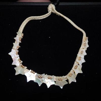 Hand Crafted Shell Stars & Pearls Necklace 