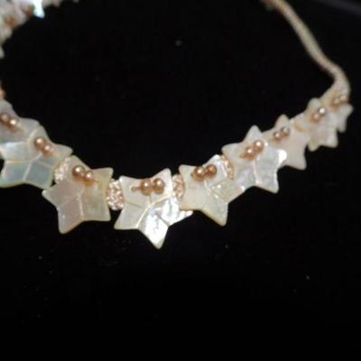 Hand Crafted Shell Stars & Pearls Necklace 