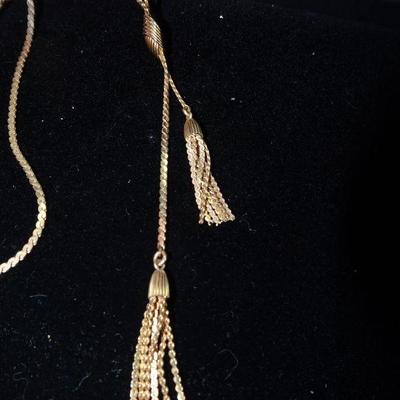 Gold Tone Tassel Necklace 