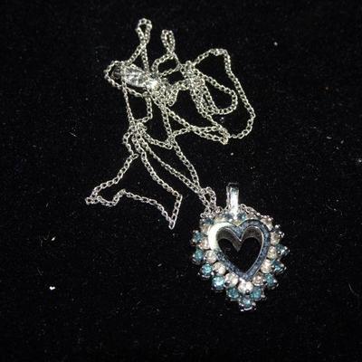 Vintage Sterling Silver Heart Pendant Necklace 