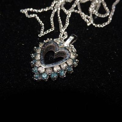Vintage Sterling Silver Heart Pendant Necklace 
