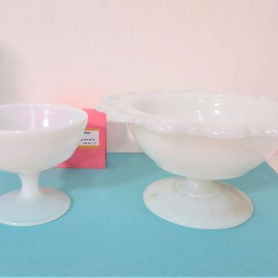 Translucent Milk Glass Ice Cream Dish & Party Dish VINTAGE LOT