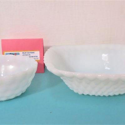 Bubble Milk Glass Serving Bowl Dishes (2) VINTAGE LOT