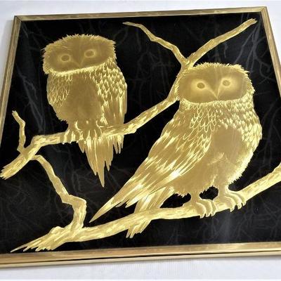 Lot #96  Kitschy Foil Owl Wall Decoration - 1980's 