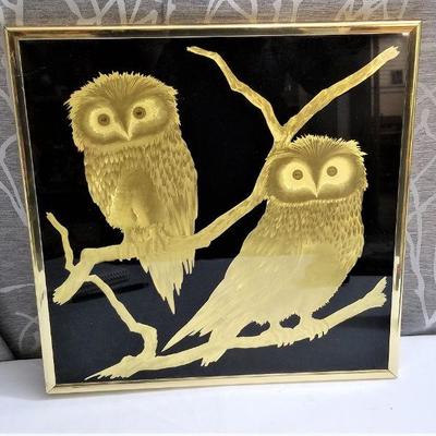Lot #96  Kitschy Foil Owl Wall Decoration - 1980's 