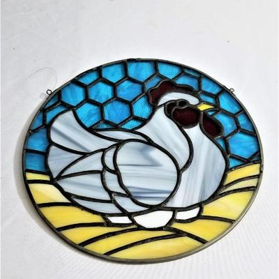 Lot #98  Stained glass suncatcher - chicken