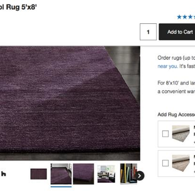 CRATE & BARREL BAXTER WOOL RUG - PURPLE