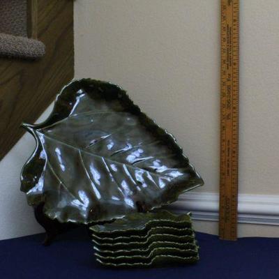 LOT #95: Large Collection of Leaf Plates w/ Large Platter by CRATE & BARRELâ„¢