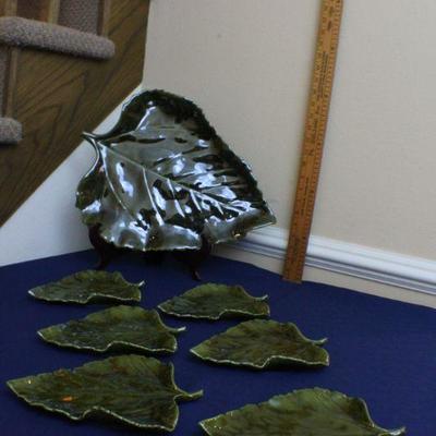 LOT #95: Large Collection of Leaf Plates w/ Large Platter by CRATE & BARRELâ„¢