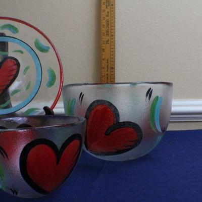 LOT #96: Set of Heat Themed Bowls, Plates and Large Serving Plate