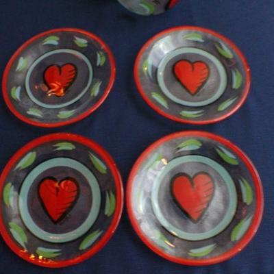 LOT #96: Set of Heat Themed Bowls, Plates and Large Serving Plate