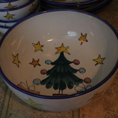 LOT #97: Large Holiday themed Dinnerware Set Including Pitcher and Large Platter