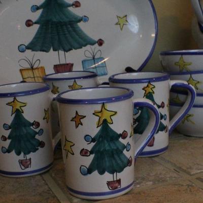 LOT #97: Large Holiday themed Dinnerware Set Including Pitcher and Large Platter