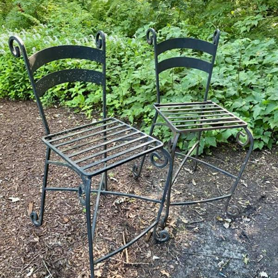 WROUGHT IRON PATIO STOOLS