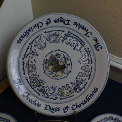 LOT #103: Louisville Stonewareâ„¢Â COMPLETE 12 Days of Christmas Holiday Themed Plates