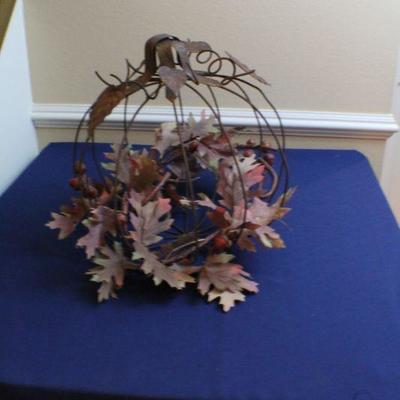 LOT #127: Large Steel Pumpkin with leaves