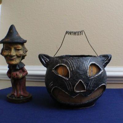 LOT #130: Bethany Loweâ„¢ Designer Halloween Figure w/ Black Cat Candy Bucket
