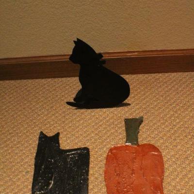 LOT #136: (3) Assorted Halloween Home Deco (Black Cats and Pumpkin)