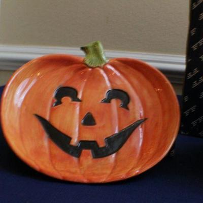 LOT #144: Fitz and Floyd Vintage Witch and Pumpkin Ceramic Halloween Deco