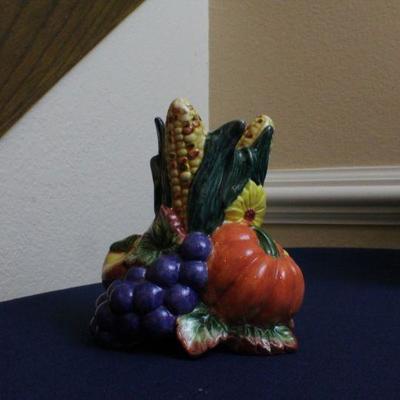 LOT #154: Pair of Fitz and Floydâ„¢ Holiday Vegetable/Fruit Bouquet Figures