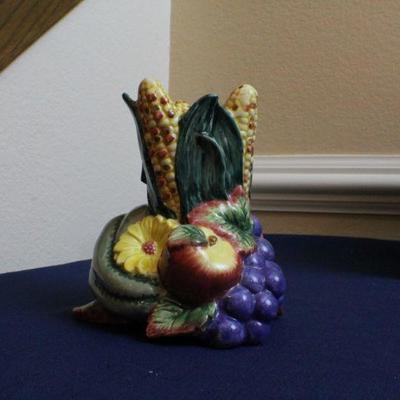 LOT #154: Pair of Fitz and Floydâ„¢ Holiday Vegetable/Fruit Bouquet Figures