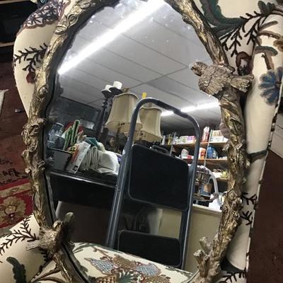 Dillardâ€™s Oval Mirror with matching lamps - Bird Motif 