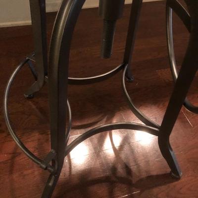 Pair of Industrial adjustable metal bar stools with Swivel and convertible back