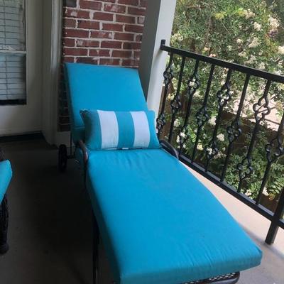 Vintage Rolling Metal Lounger with Cushions