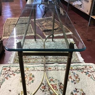 Glass top and Brass Entryway or Sofa table 