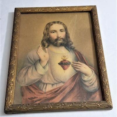 Lot #102  Vintage print of the Sacred Heart of Jesus