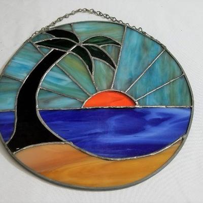 Lot #103  Stained Glass Sun catcher - beach at sunset