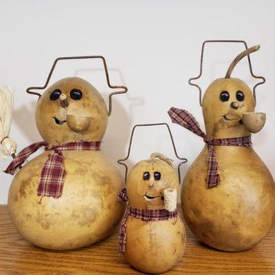Lot 214: (3) Gourd Snowmen