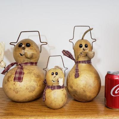 Lot 214: (3) Gourd Snowmen