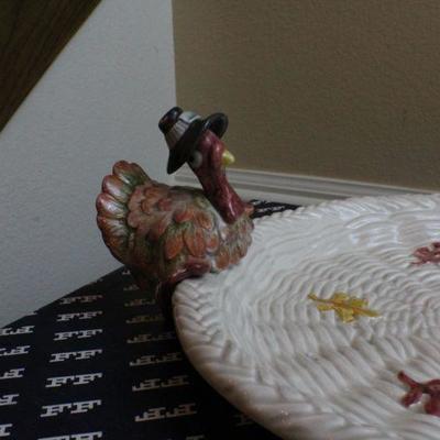 LOT #260: Vintage Fitz and Floyd Thanksgiving Turkey Platter w/ Turkey Handles