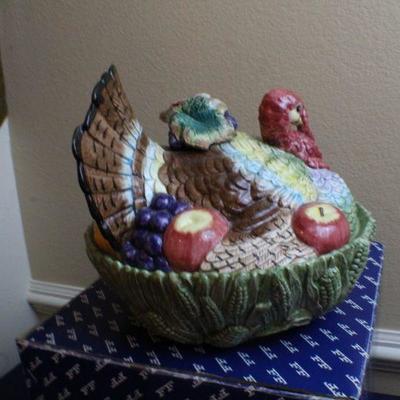 LOT #261: Fitz and Floydâ„¢ Large Turkey Bowl w/ Decorative Lid