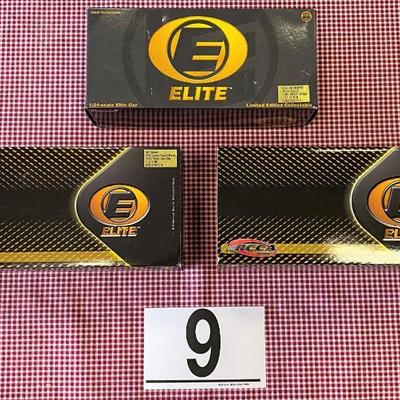 LOT#F9: 3 Elite Racing Collectible Cars