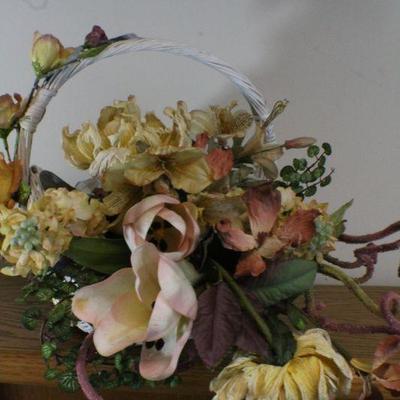 LOT #272: Artificial Flower Arrangement in White Basket